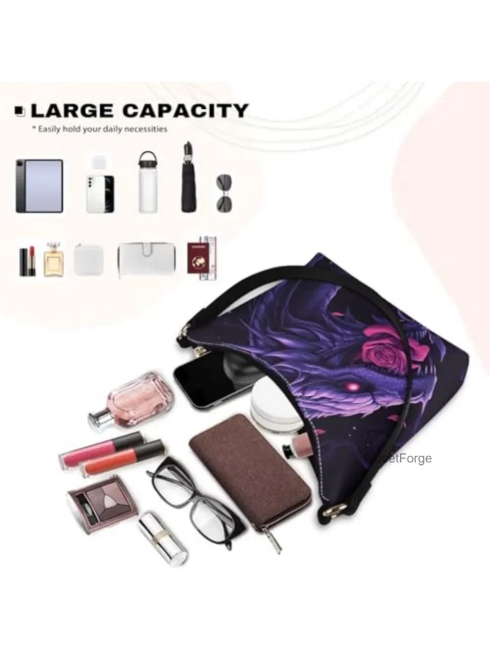 Waterproof PU Leather Hobo Bag with Hand Strap - Trendy Underarm Purse for Work